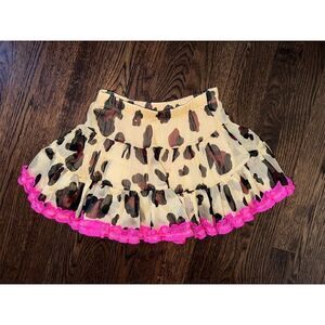 Harajuku Mini Girls' Leopard Print Skater Skirt w/‎ Pink Trim Size 5T